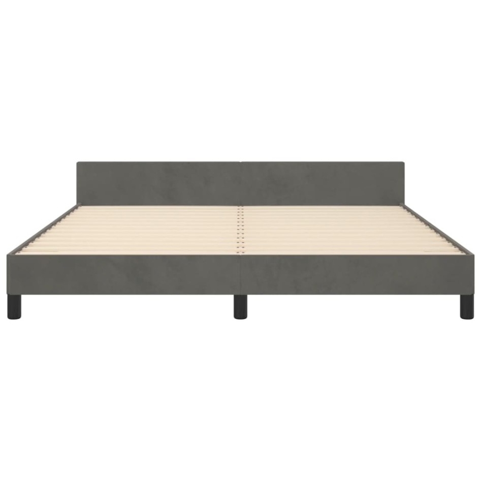 Estructura cama con cabecero terciopelo gris oscuro 160x200