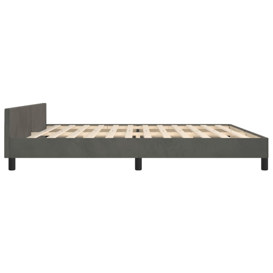 Estructura cama con cabecero terciopelo gris oscuro 200x200