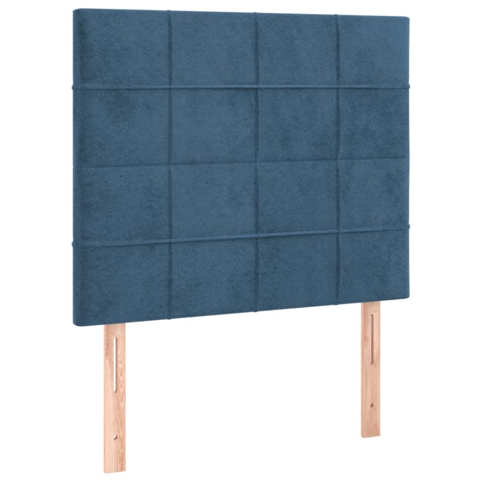Estructura cama con cabecero terciopelo azul oscuro 100x200