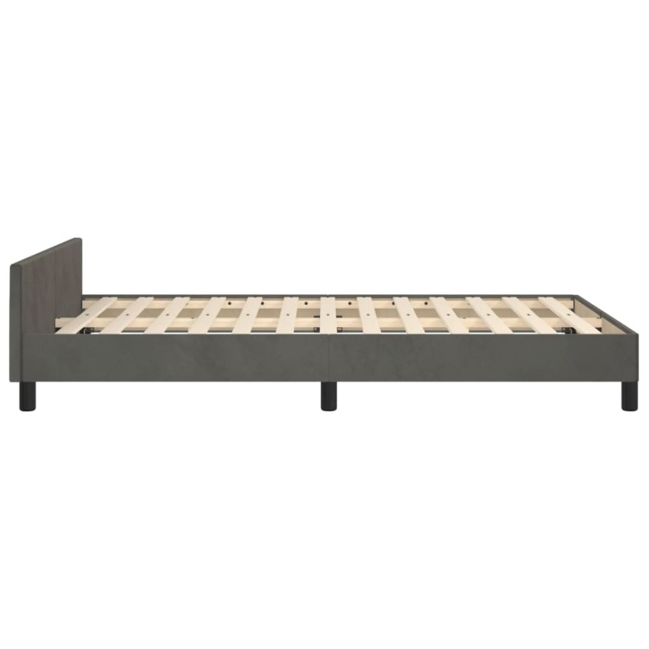 Estructura cama con cabecero terciopelo gris oscuro 120x200