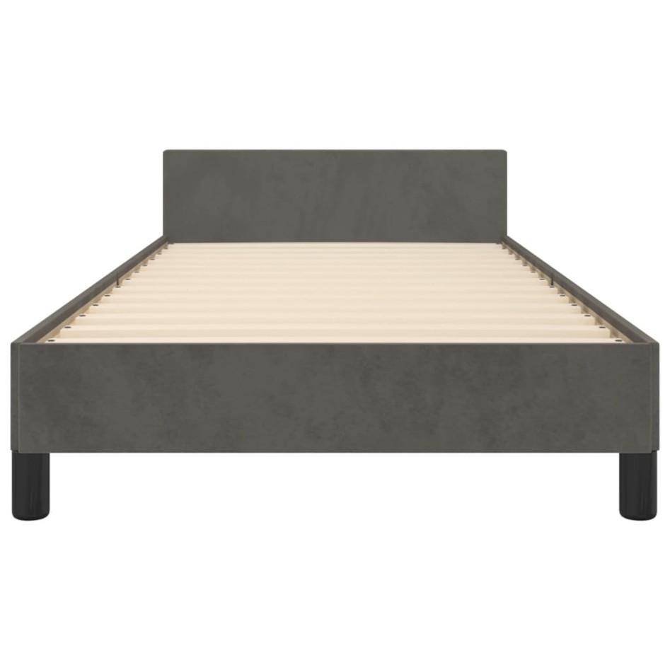 Estructura cama con cabecero terciopelo gris oscuro 100x200