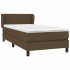 Cama box spring con colchón tela marrón oscuro 100x200