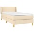 Cama box spring con colchón tela color crema 90x200