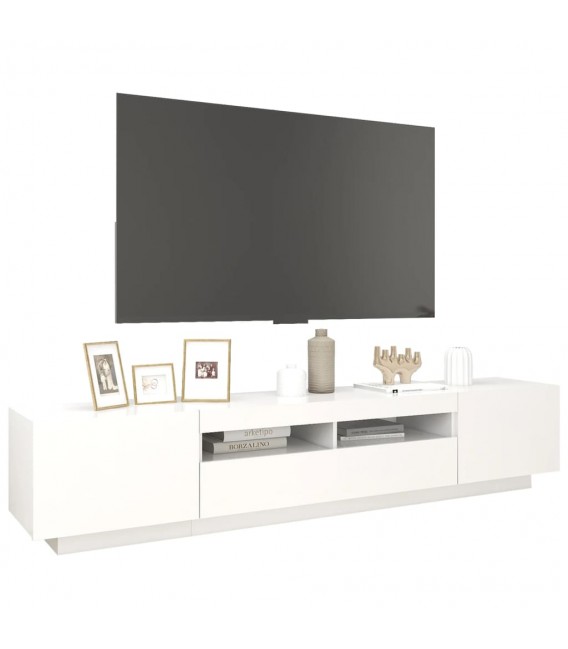 Mueble para TV con luces LED blanco mate 200x35x40 cm