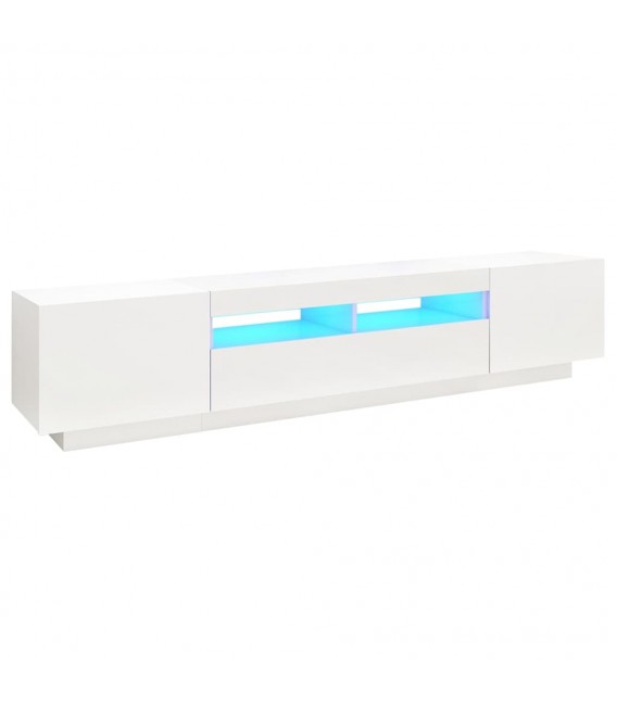 Mueble para TV con luces LED blanco mate 200x35x40 cm