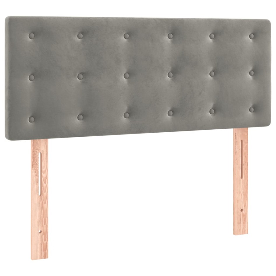 Cama box spring con colchón terciopelo gris claro 80x200