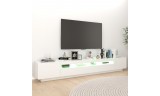 Mueble para TV con luces LED blanco brillante 260x35x40 cm