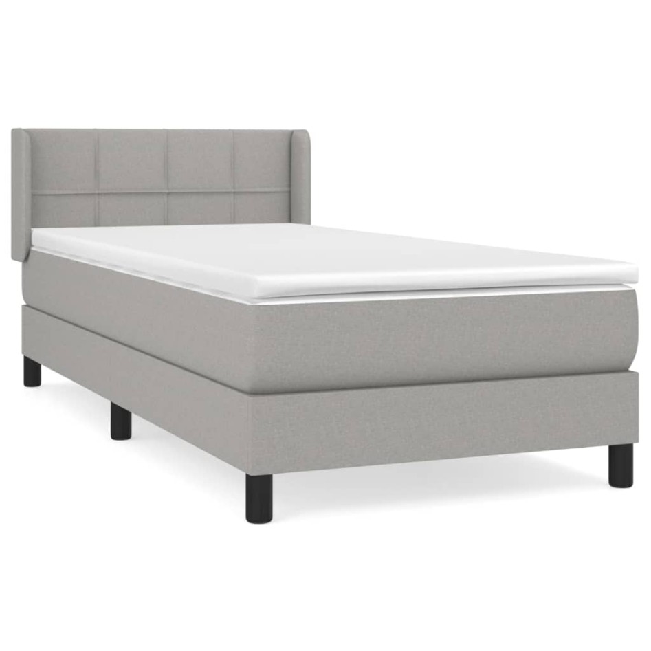 Cama box spring con colchón tela gris claro 90x190