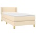 Cama box spring con colchón tela color crema 100x200