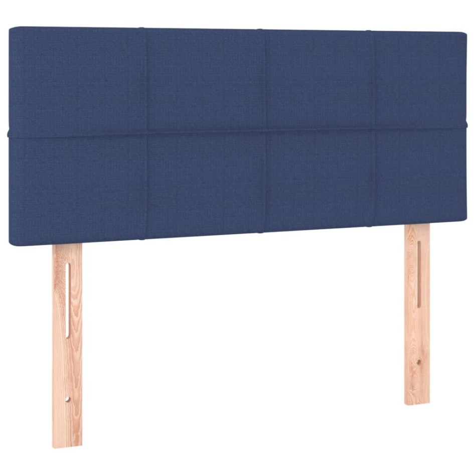 Cama box spring con colchón tela azul 90x200