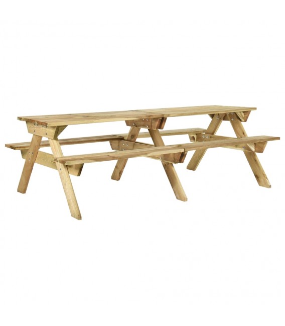 Mesa de picnic con bancos 220x122x72 cm madera pino impregnada