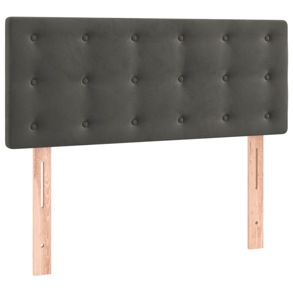 Cama box spring con colchón terciopelo gris oscuro 80x200