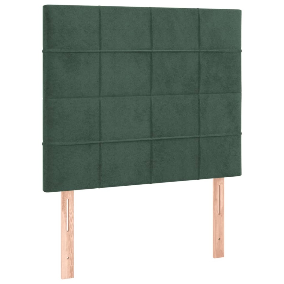 Cama box spring con colchón terciopelo verde oscuro 90x190