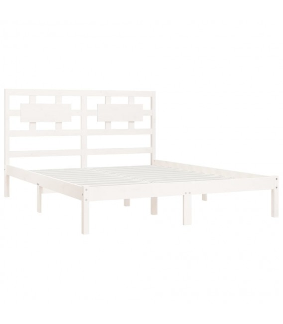 Estructura de cama madera maciza de pino blanca King 150x200 cm