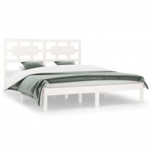 Estructura de cama madera maciza de pino blanca King 150x200 cm
