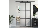 Puerta corredera vidrio templado y aluminio negra 90x205 cm