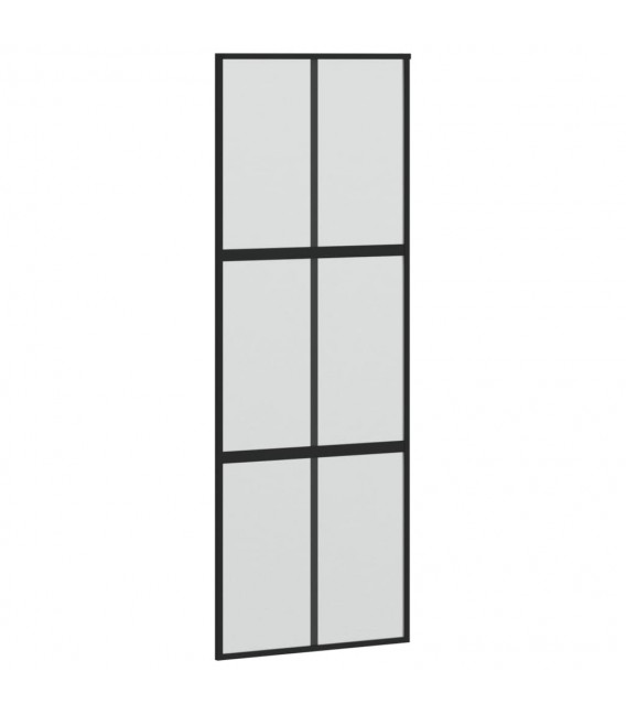Puerta corredera vidrio templado y aluminio negra 90x205 cm