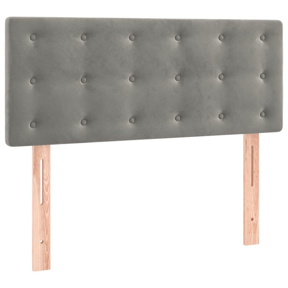 Cama box spring colchón y LED terciopelo gris claro 80x200