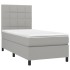 Cama box spring colchón y luces LED tela gris claro 80x200