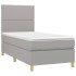 Cama box spring colchón y luces LED tela gris claro 90x190