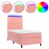 Cama box spring colchón y LED terciopelo rosa 100x200