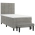 Cama box spring con colchón terciopelo gris claro 80x200