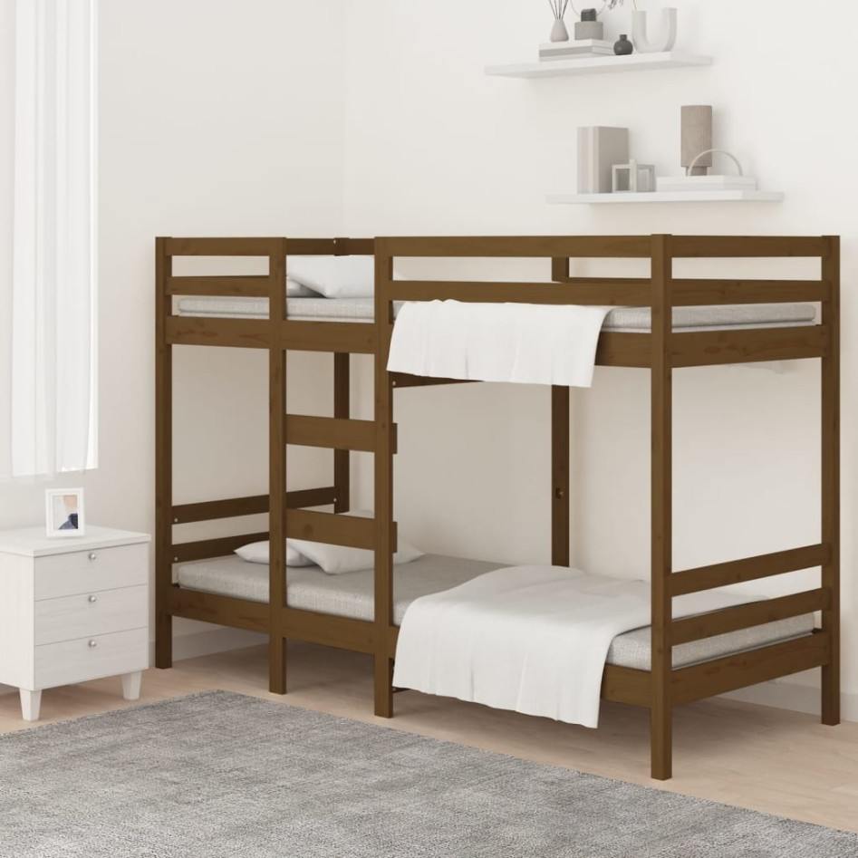 Sofá cama madera maciza de pino marrón miel 90x200
