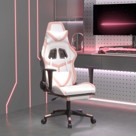 Silla gaming con reposapiés cuero sintético blanco y