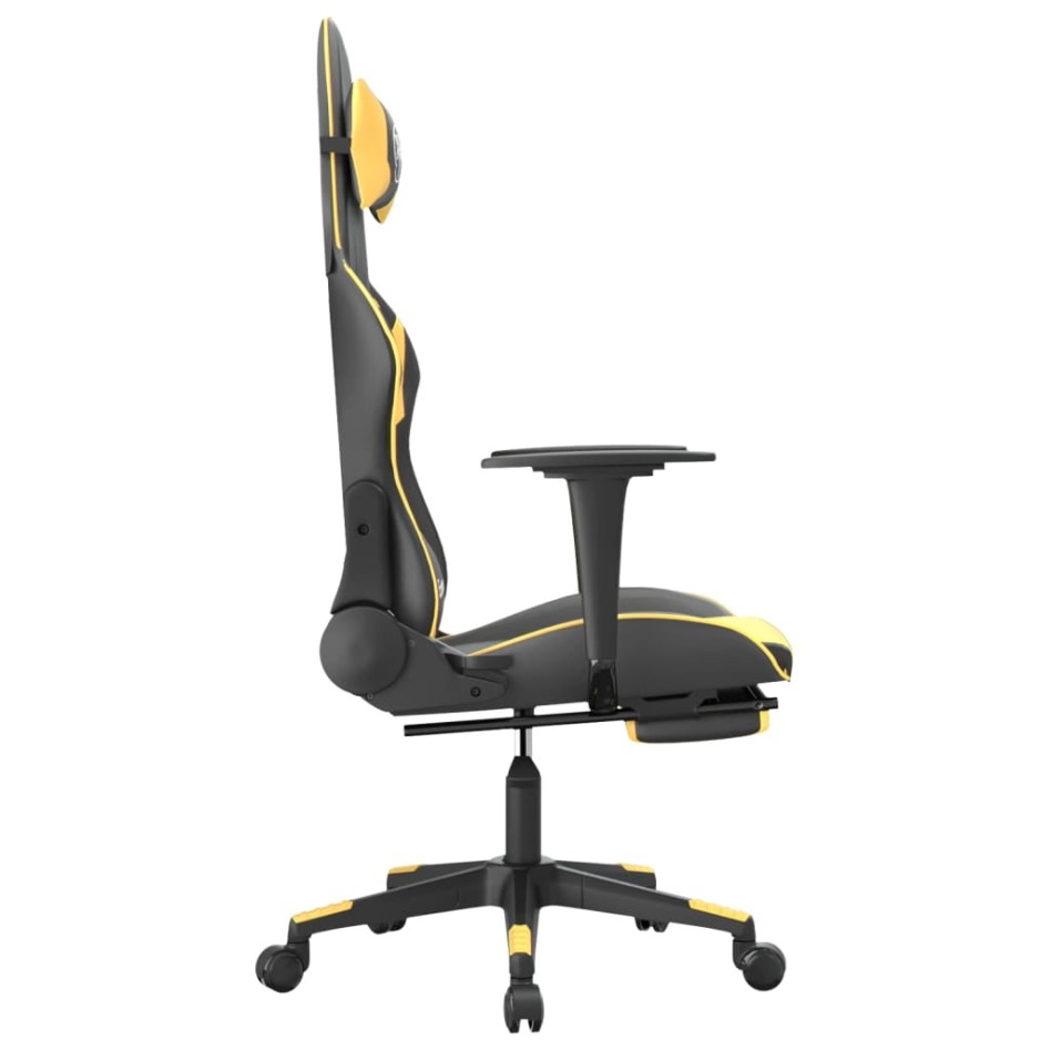 Silla gaming con reposapiés cuero sintético negro
