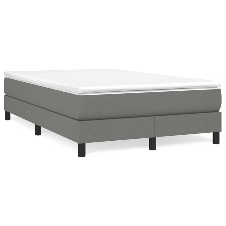 Cama box spring con colchón tela gris oscuro 120x200