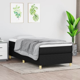 Cama box spring con colchón tela negro 80x200