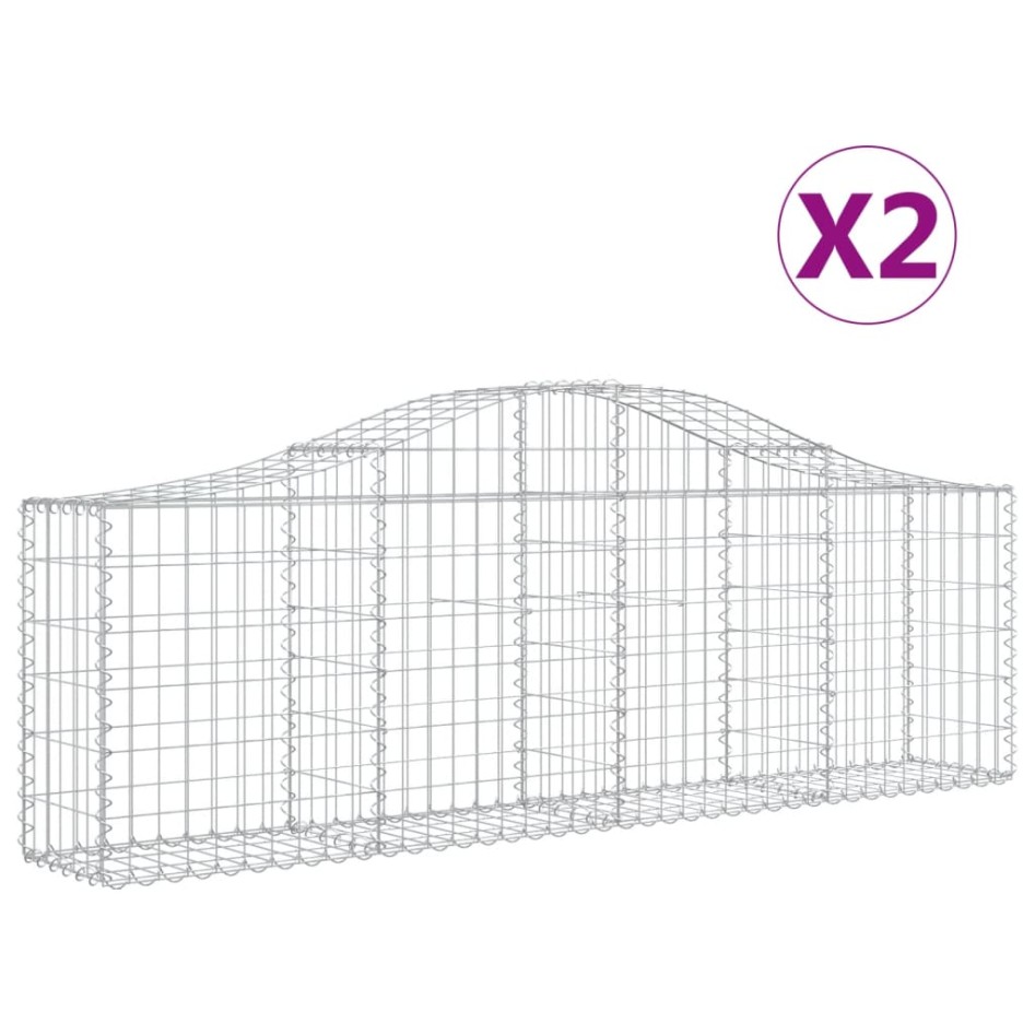 Cestas gaviones 2 uds forma de arco hierro 200x30x60/80
