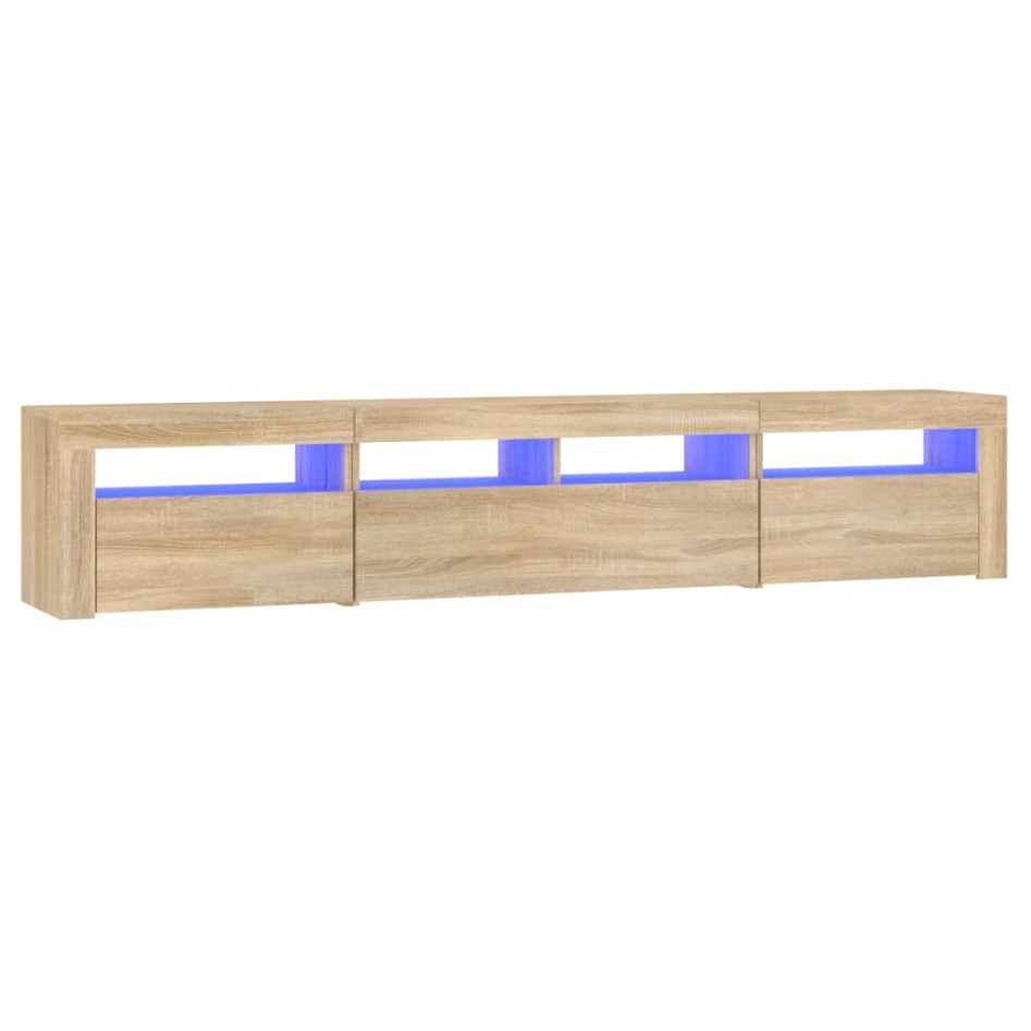 Mueble de TV con luces LED roble Sonoma 210x35x40