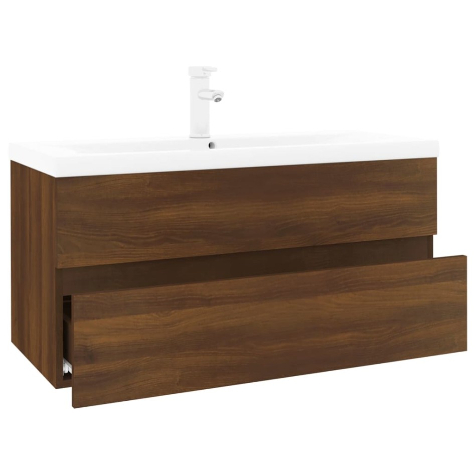 Mueble de baño con lavabo madera contrachapada marrón