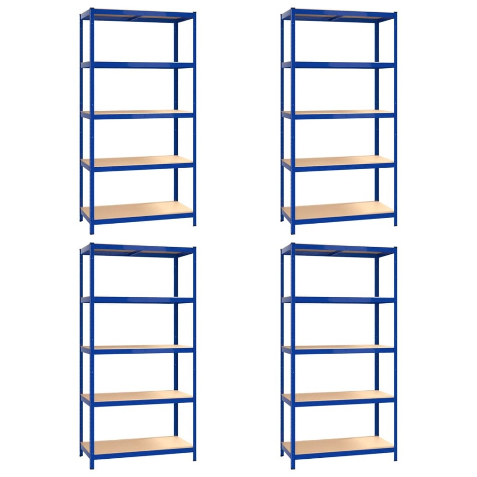 Estantería 5 niveles 4 uds acero y madera contrachapada