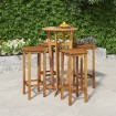 Mesa y taburetes altos de jardín 5 pzas madera maciza acacia