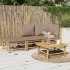 Set de muebles de jardín 3 piezas bambú y cojines gris