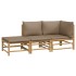 Set de muebles de jardín 3 piezas bambú y cojines gris