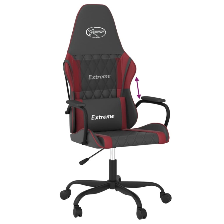 Silla gaming cuero sintético negro y rojo vino