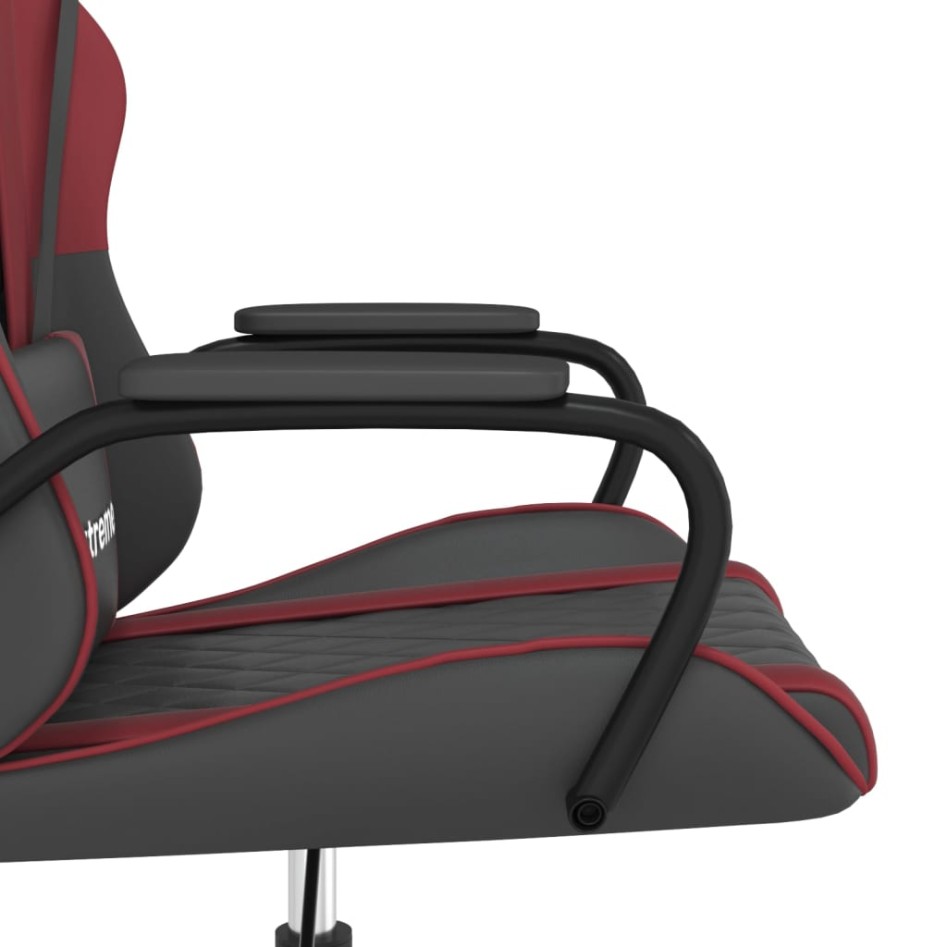 Silla gaming cuero sintético negro y rojo vino