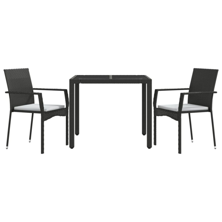 Set comedor de jardín 3 pzas con cojines ratán sintético