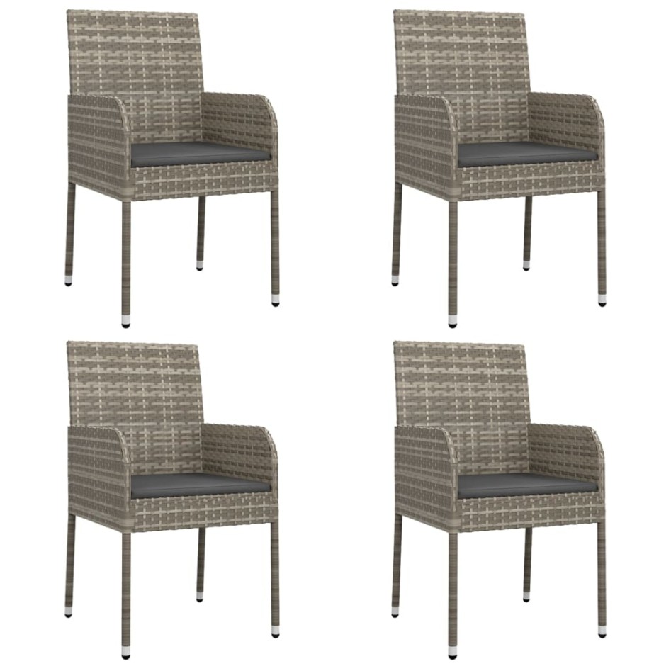 Set comedor jardín 5 pzas y cojines ratán sintético negro