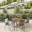 Set comedor de jardín 5 piezas con cojines ratán sintético gris
