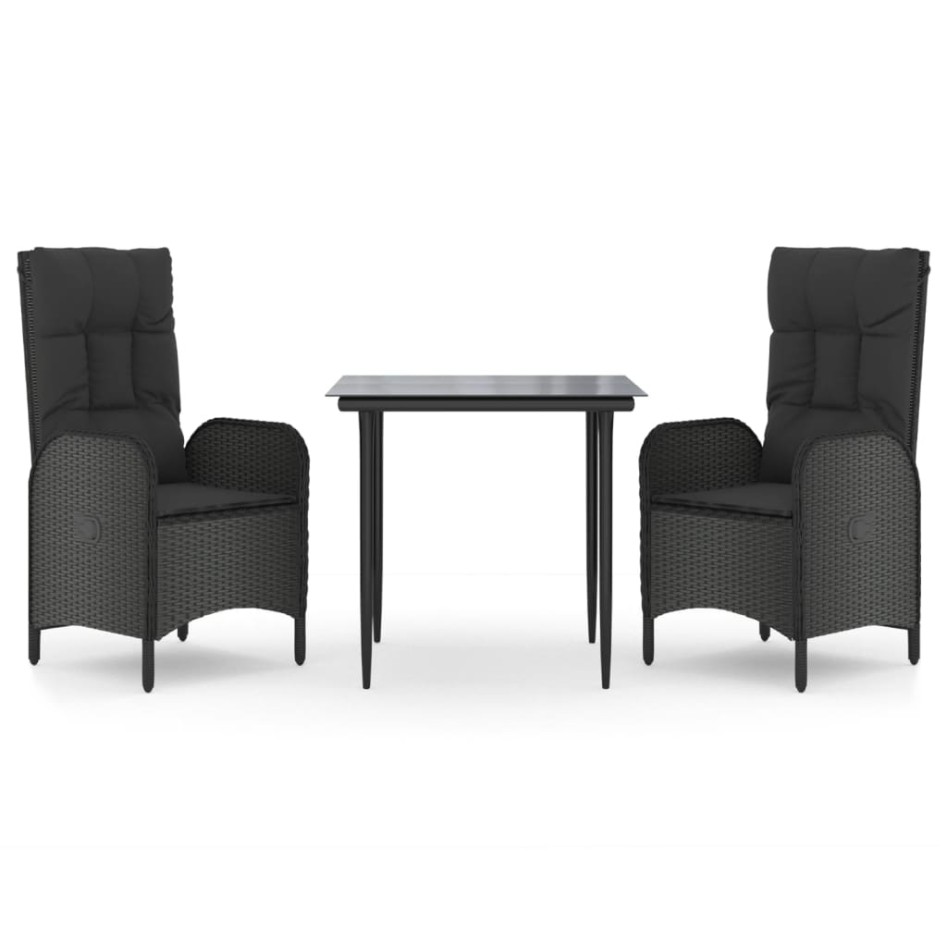 Set comedor de jardín 3 pzas con cojines ratán sintético