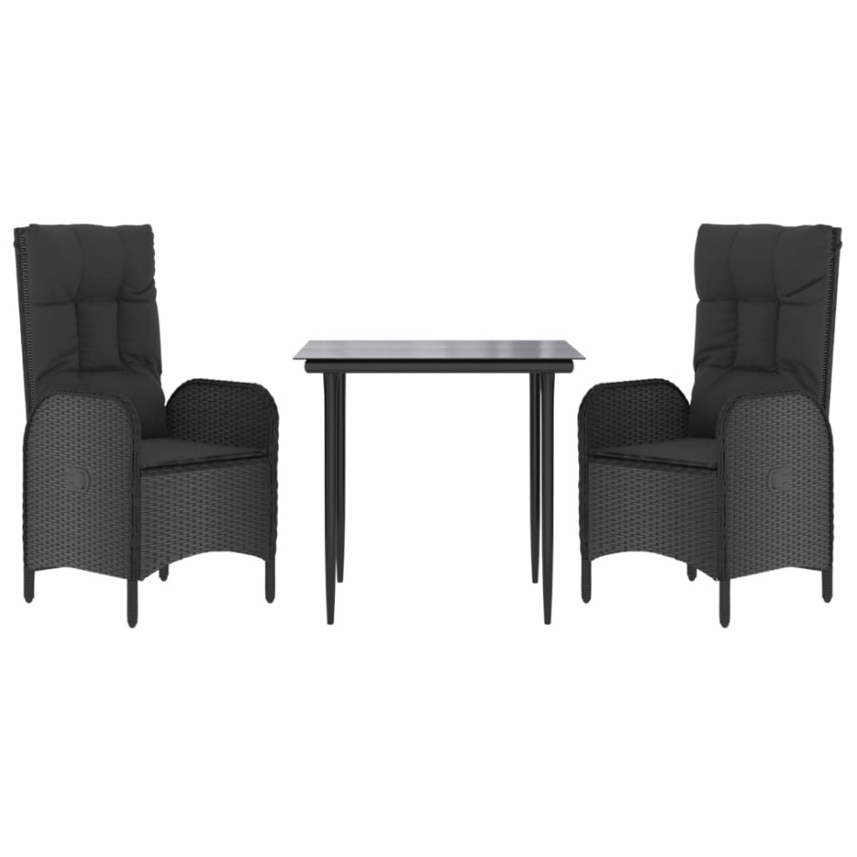 Set comedor de jardín 3 pzas con cojines ratán sintético