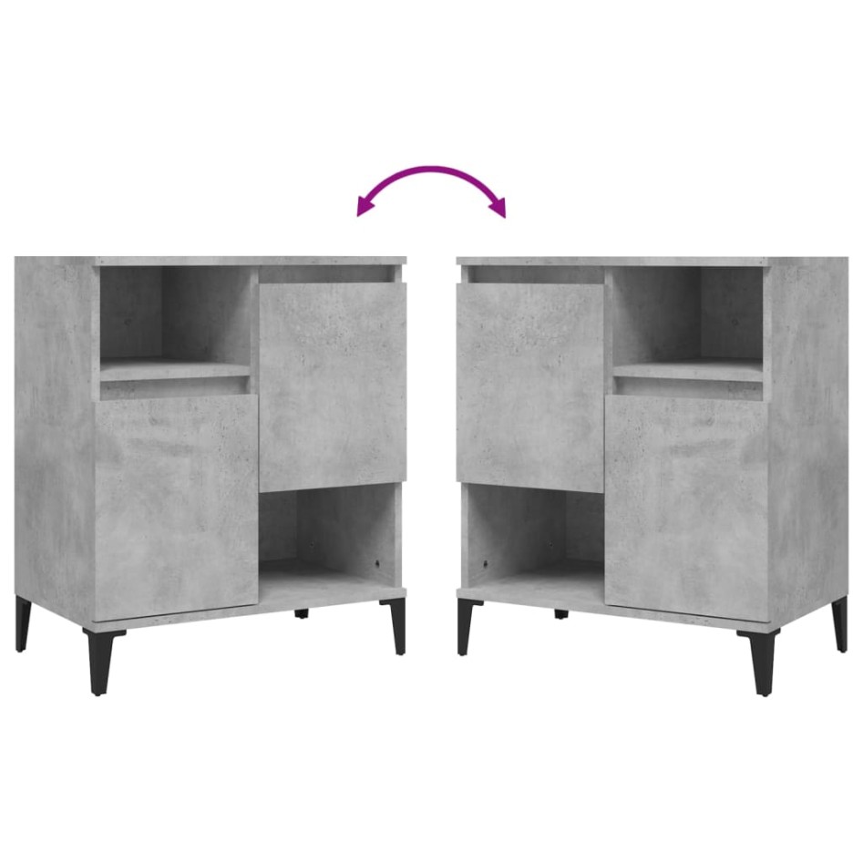 Aparadores 3 uds madera contrachapada gris hormigón 60x35x70