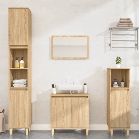 Set de muebles de baño 3 pzas madera contrachapada roble