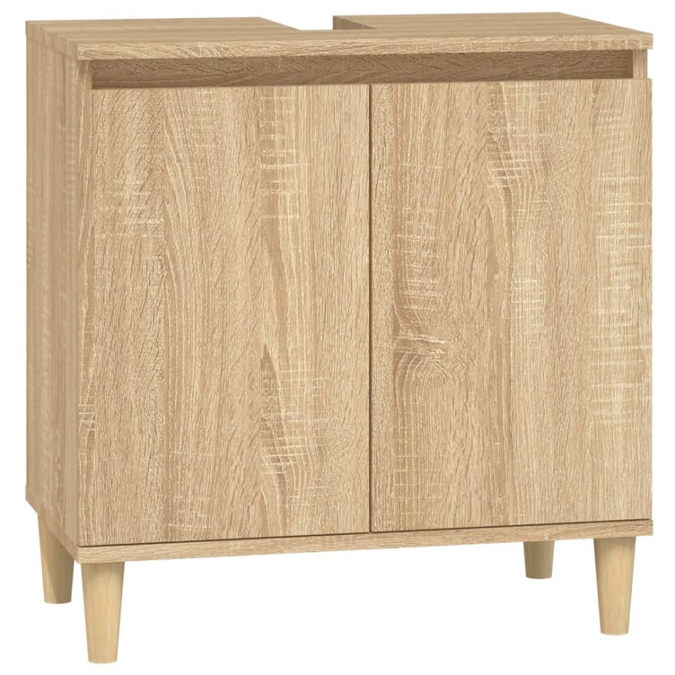 Set de muebles de baño 3 pzas madera contrachapada roble