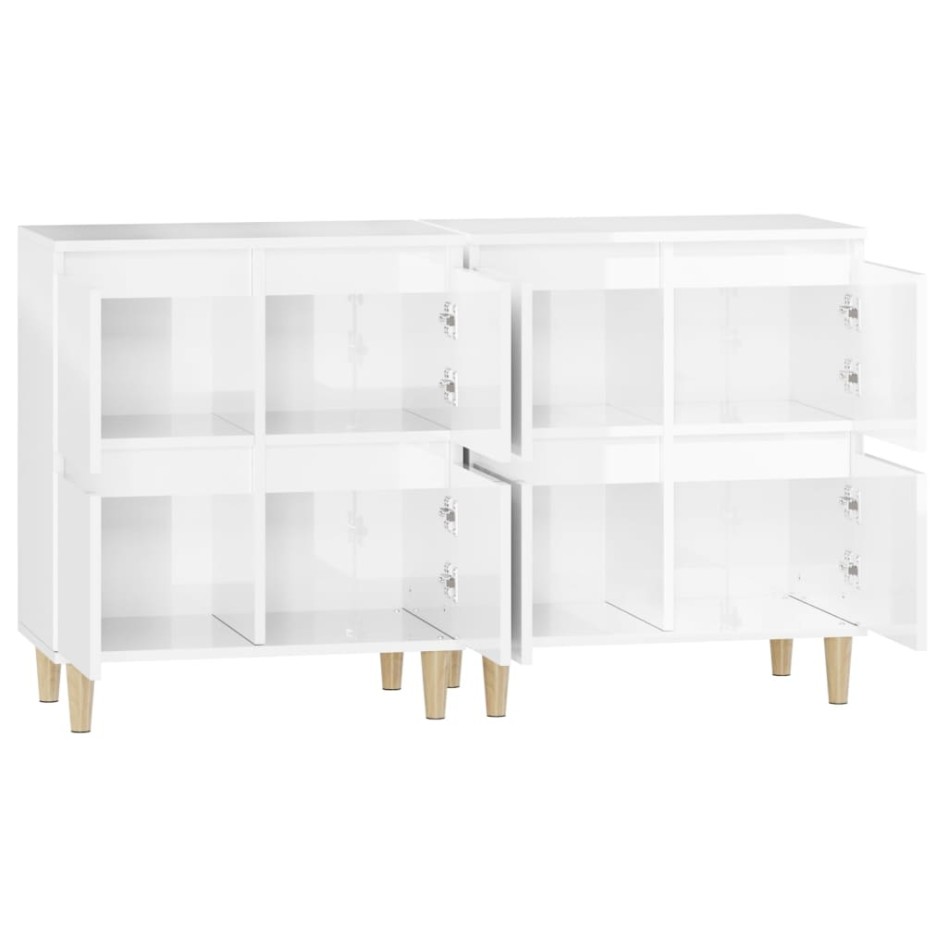 Aparadores 2 uds madera contrachapada blanco brillo 60x35x70