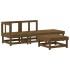 Juego muebles jardín 4 pzas y cojines madera maciza marrón